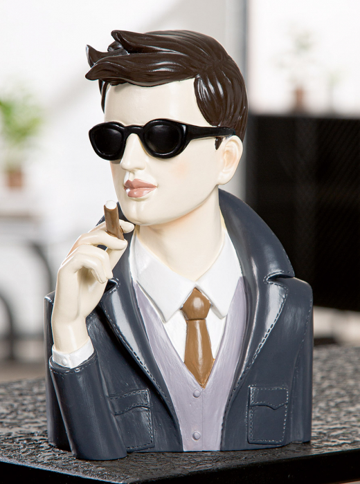 Figurină, Bărbat, Poli, gri, negru, PU 2, L. 8 cm, l. 14 cm, H 20 cm [5]