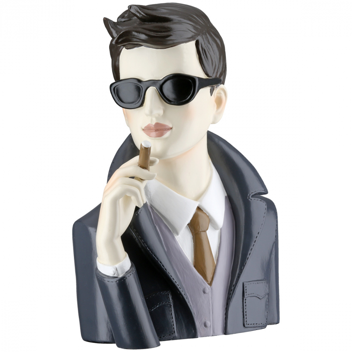 Figurină, Bărbat, Poli, gri, negru, PU 2, L. 8 cm, l. 14 cm, H 20 cm [2]