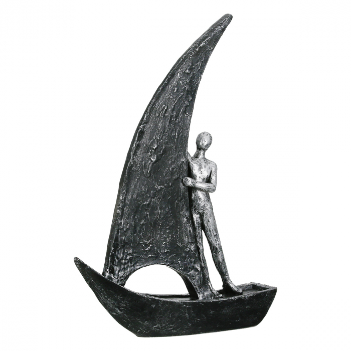 Figurină, Barcă, Sailing, Motiv bărbat, Polirășină, auriu, argintiu, PU 2, 2 buc. asortate, L. 5,5 cm, L. 20 cm, H. 29 cm [3]