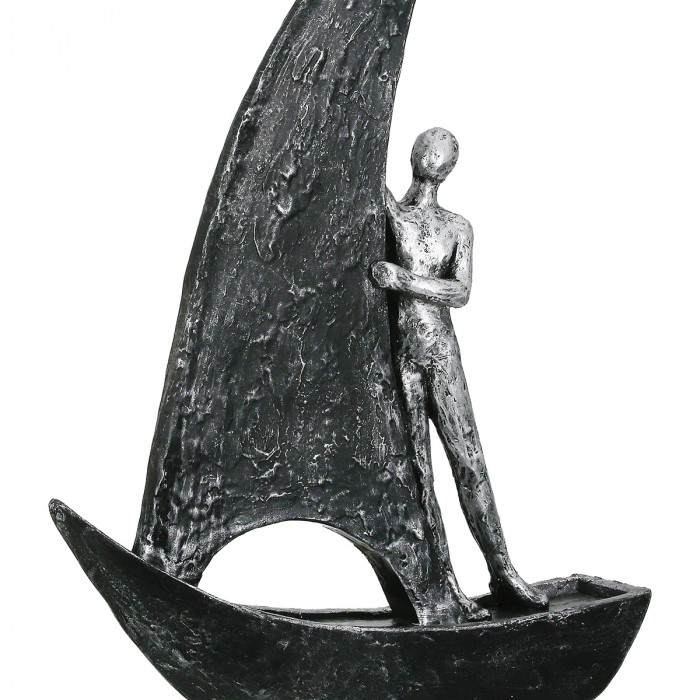 Figurină, Barcă, Sailing, Motiv bărbat, Polirășină, auriu, argintiu, PU 2, 2 buc. asortate, L. 5,5 cm, L. 20 cm, H. 29 cm [4]