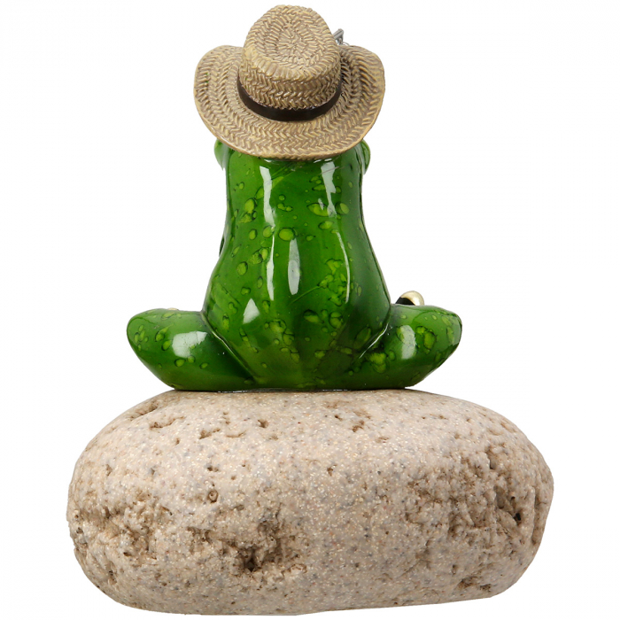 Figurină, Broască, Motiv Pescar, Rășină sintetică, verde, PU 3, L. 18 cm, L. 11 cm, H 16 cm [3]