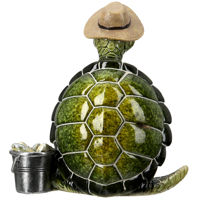 Figurină, broască țestoasă, motiv Pescar, rășină sintetică, verde, PU 3, L. 17 cm, l. 12 cm, H 13 cm [3]