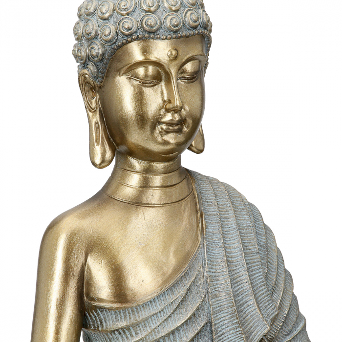 Figurină, Buddha, Iluminarea, Polirășină, auriu, gri, PU 2, L. 11,5 cm, L. 23 cm, H. 33 cm [3]