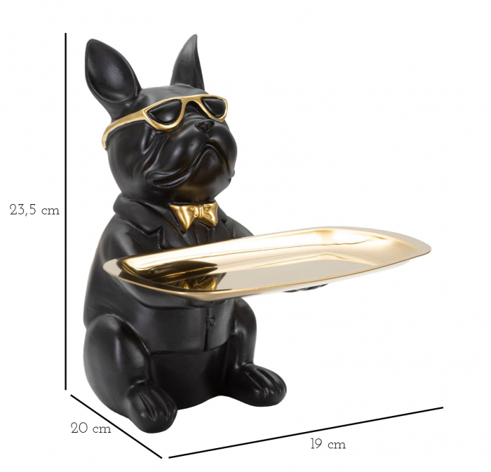 Figurina Bull Dog, Rasina, Negru/Auriu, 23.5x19x20 cm [2]