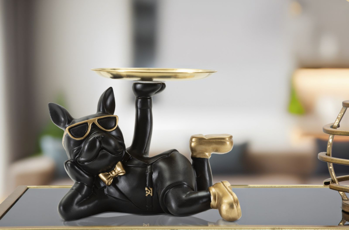 Figurina Caine cu tava, 23,5x13x18,5 cm (tava ø 14 cm) [7]