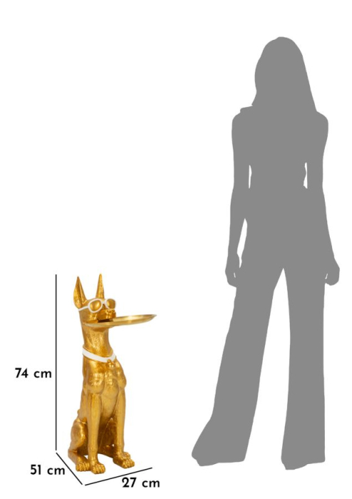 Figurina Caine cu tava, 27x51x74 cm (tava ø 30 cm) [10]