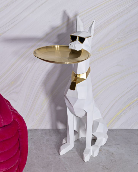 Figurina Caine cu tava, cm 27x51x74 (tava cm ø 30) [9]