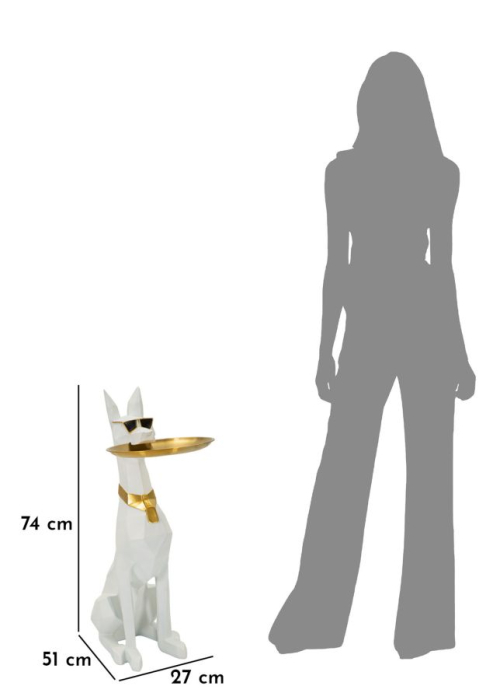 Figurina Caine cu tava, cm 27x51x74 (tava cm ø 30) [10]