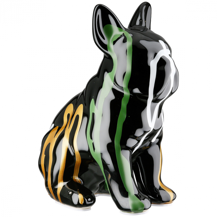 Figurină, Câine, Scuro, Bulldog, Ceramica, negru, multicolor, PU 2, L. 10 cm, L. 15 cm, H. 19 cm [2]
