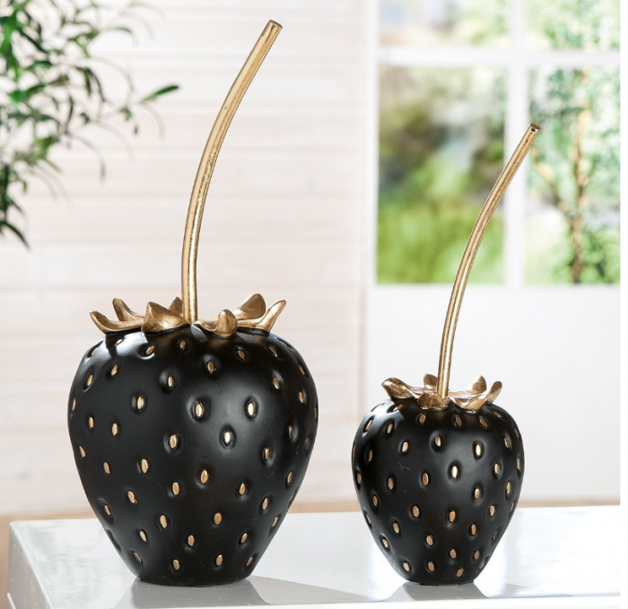 Figurina capsuna Frutilla, compozit, negru/auriu, 28.5x11 cm [2]