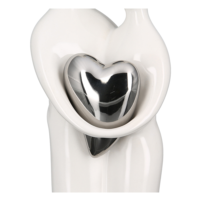 Figurina Couple, ceramica, alb/argintiu, 25 cm [5]