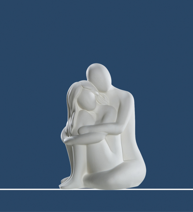 Figurina Couple Cuddling, ceramica, crem, 25 cm [2]
