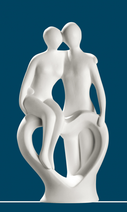 Figurina Couple Heartly Backing, ceramica, crem, 39 cm [2]