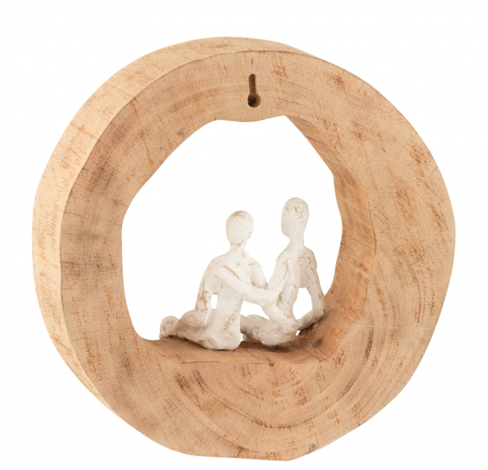 Figurina Couple Sitting, Lemn, Alb/Natural, 29x6x28 cm [2]
