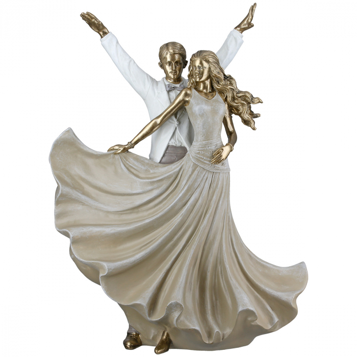 Figurină, Dansatoare, Rășină sintetică, aurie, PU 1, L. 11 cm, L. 26 cm, H 34 cm [2]