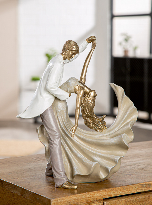 Figurină, Dansatoare, Rășină sintetică, aurie, PU 1, L. 14 cm, L. 29 cm, H 28 cm [5]