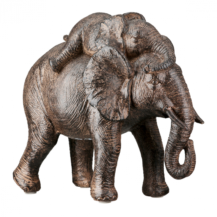 Figurină, Elefant, Tarangire, Polirășină, maro, PU 4, 2 buc. asortate, L. 9,5 cm, L. 17,5 cm, H. 19,5 cm [2]