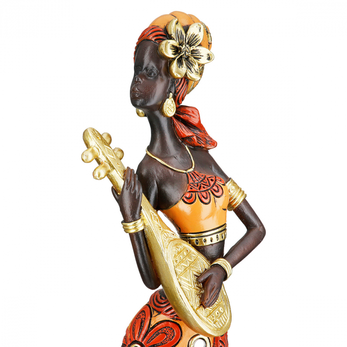 Figurină, Femeie,African Beat, Motiv Muzician, Polirășină, maro, PU 3, L. 6 cm, L. 6,5 cm, H. 32 cm [3]