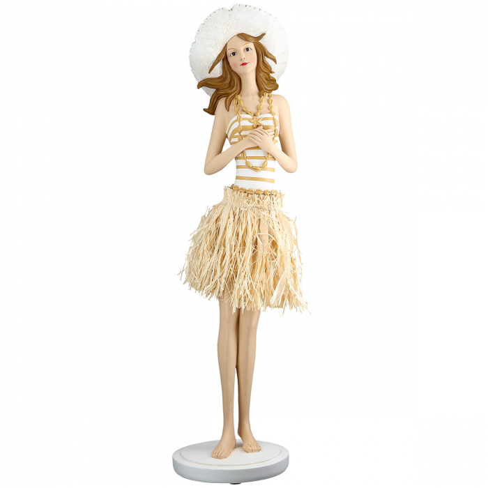 Figurină, Femeie, cu dungi, Rășină sintetică, crem, alb, PU 1, L. 15 cm, L. 18 cm, H 59 cm [2]