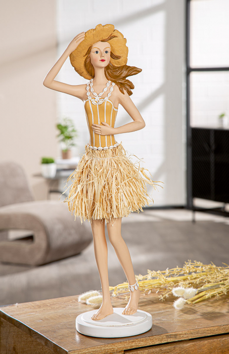 Figurină, Femeie, cu dungi, Rășină sintetică, crem, alb, PU 1, L. 15 cm, L. 19 cm, H 59 cm [5]