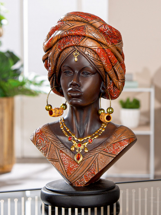 Figurină, Femeie, Namibian, Polirășină, maro, PU 2, L. 11 cm, L. 15 cm, H. 27 cm [4]