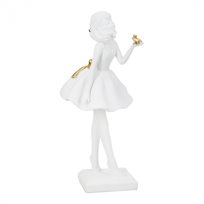 Figurină, Femeie, Regele broaștei, Poly, auriu, alb, PU 2, L. 10,5 cm, L. 11 cm, H. 24 cm [4]
