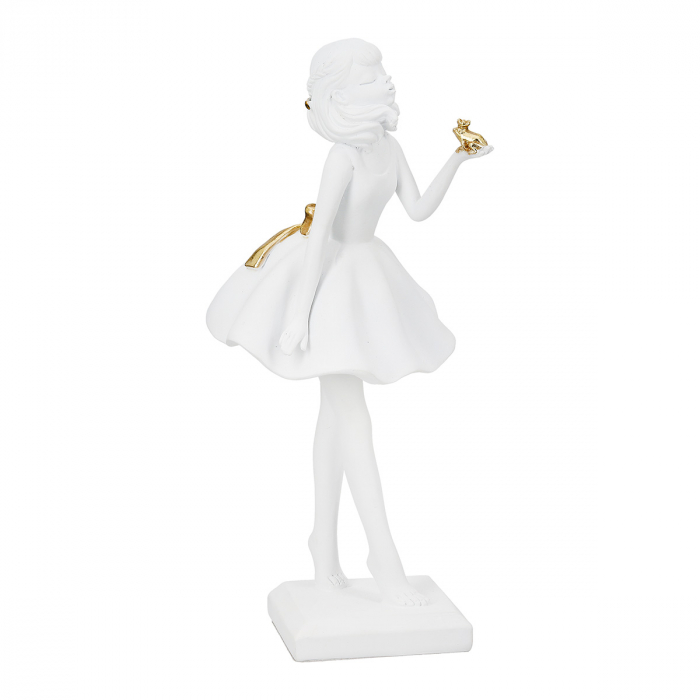 Figurină, Femeie, Regele broaștei, Poly, auriu, alb, PU 2, L. 10,5 cm, L. 11 cm, H. 24 cm [2]