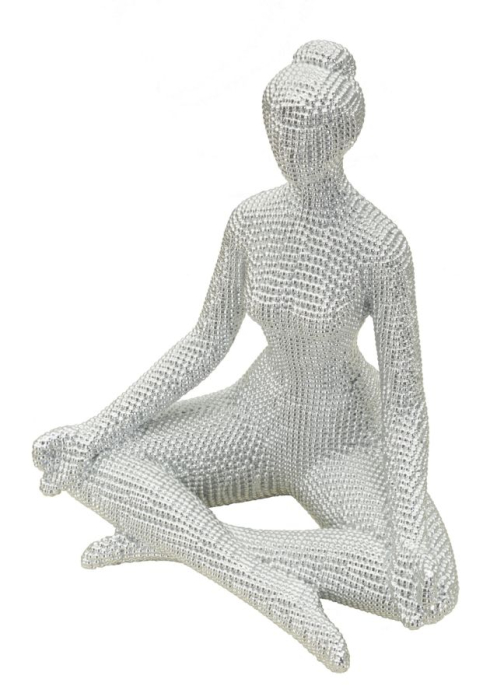 Figurina, Femeie yoga argintie 20,5x15,5x23 cm [3]