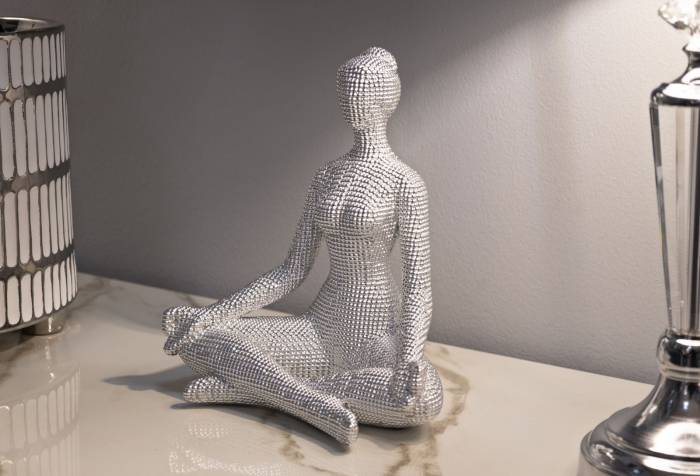 Figurina, Femeie yoga argintie 20,5x15,5x23 cm [6]