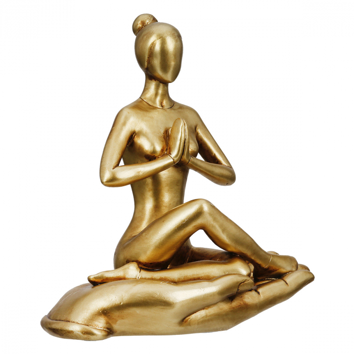 Figurină, Femeie yoga, Motiv femeie, motiv yoga, Polyresin, auriu, PU 3, 3 buc. asortate, L. 7,5 cm, L. 16 cm, H. 21 cm [3]