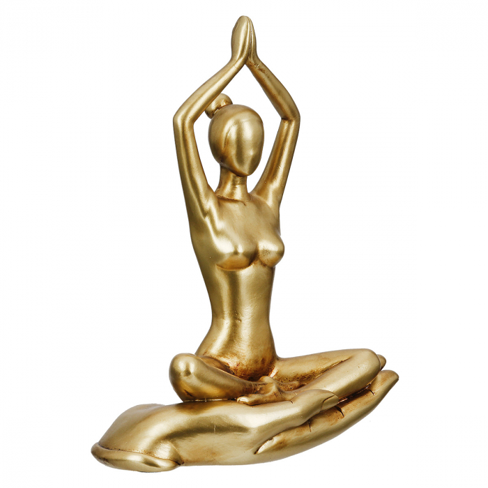 Figurină, Femeie yoga, Motiv femeie, motiv yoga, Polyresin, auriu, PU 3, 3 buc. asortate, L. 7,5 cm, L. 16 cm, H. 21 cm [4]