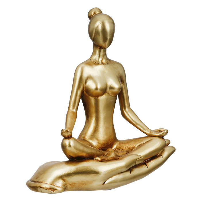 Figurină, Femeie yoga, Motiv femeie, motiv yoga, Polyresin, auriu, PU 3, 3 buc. asortate, L. 7,5 cm, L. 16 cm, H. 21 cm [2]