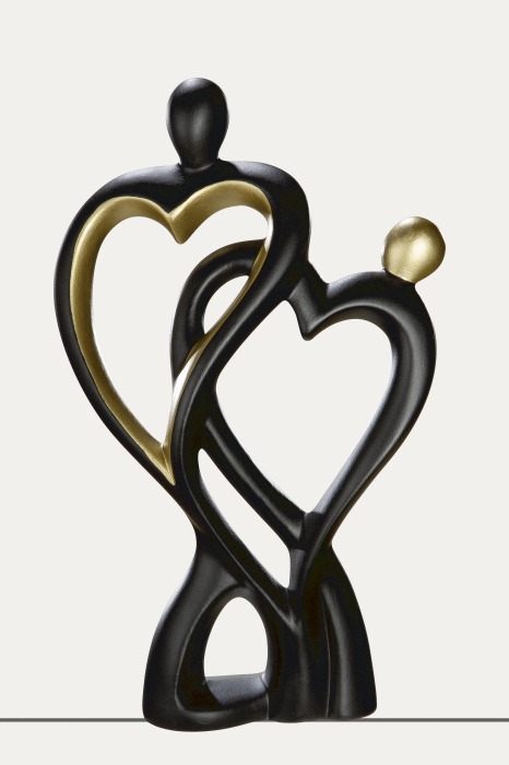 Figurina Francis Couple Heart, ceramica, negru/auriu, 18x9x28 cm [2]