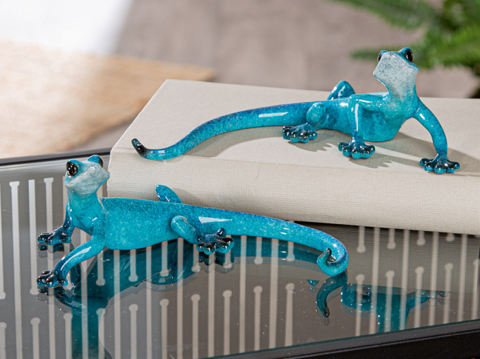 Figurină, Gecko, Eddie, Polyresin, albastru, PU 6, 2 buc. asortate, L. 18 cm, H. 6 cm [5]