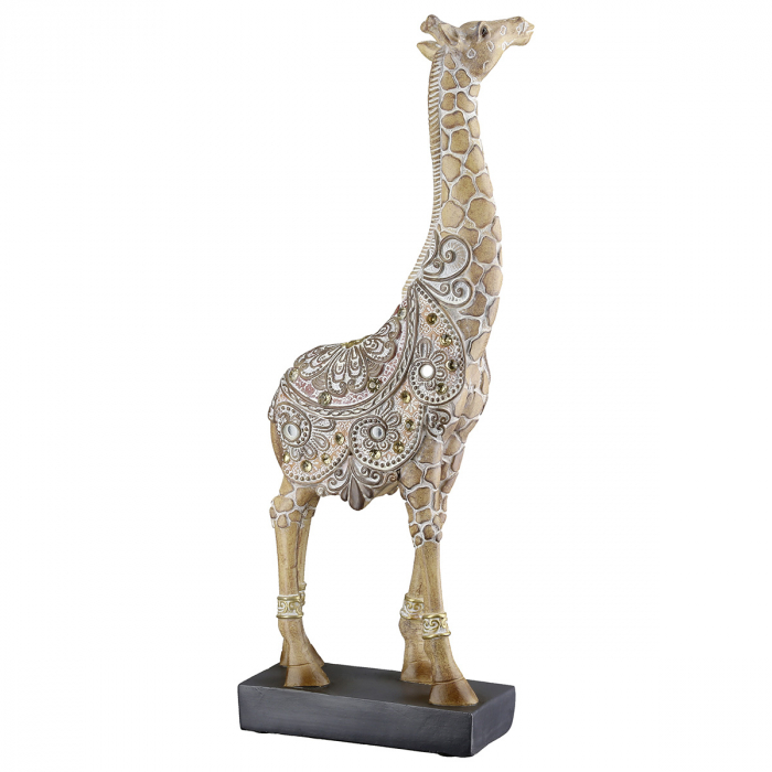 Figurină, Girafă, Motiv oglindă, oriental, Rășină sintetică, maro, PU 2, L. 5 cm, L. 11 cm, H 31 cm [4]