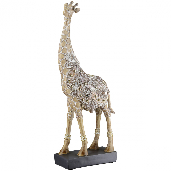 Figurină, Girafă, Motiv oglindă, oriental, Rășină sintetică, maro, PU 2, L. 5 cm, L. 11 cm, H 31 cm [3]