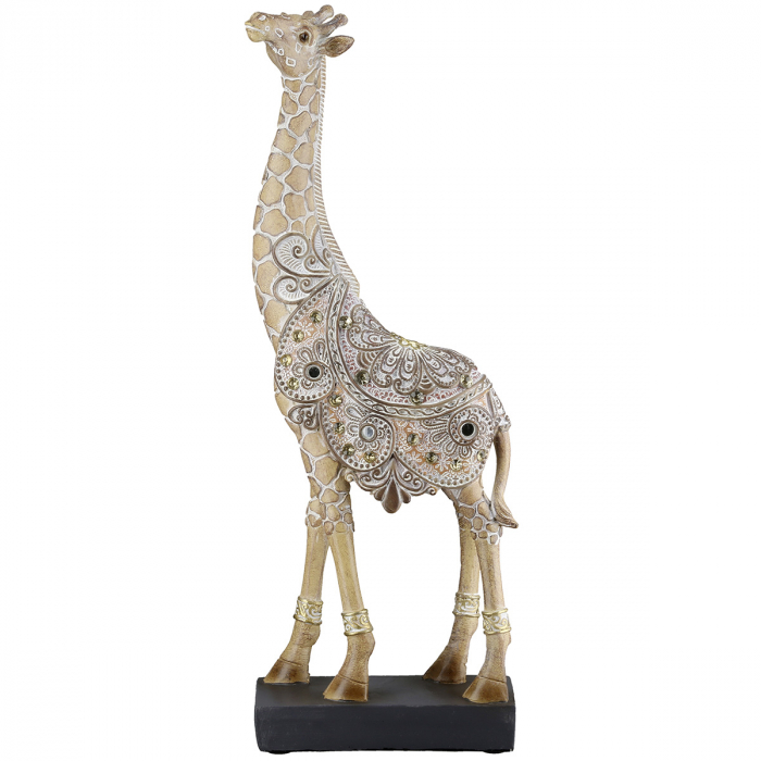 Figurină, Girafă, Motiv oglindă, oriental, Rășină sintetică, maro, PU 2, L. 5 cm, L. 11 cm, H 31 cm [2]