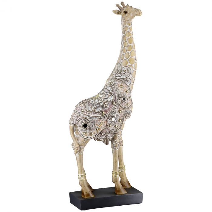 Figurină, Girafă, Motiv oglindă, oriental, Rășină sintetică, maro, PU 2, L. 6 cm, L. 13 cm, H 36 cm [2]