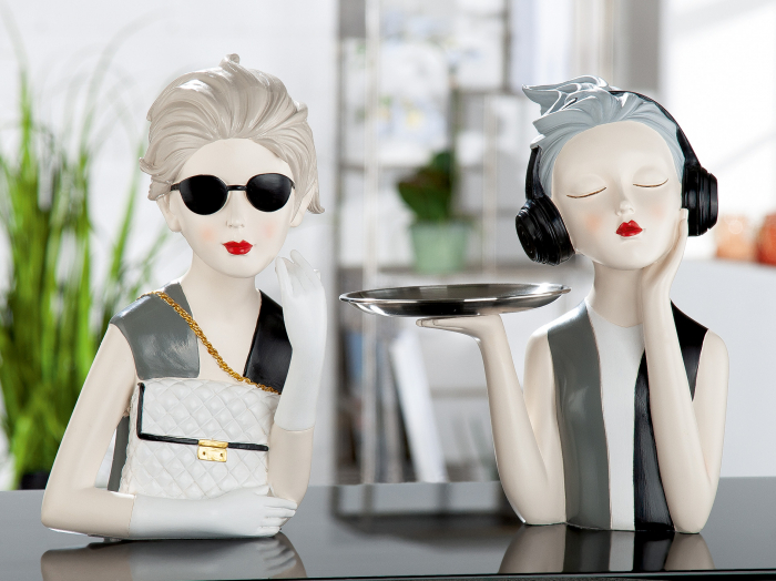 Figurina Girl Headphones, Otel/Rasina, Multicolor, 24x27x17 cm [2]