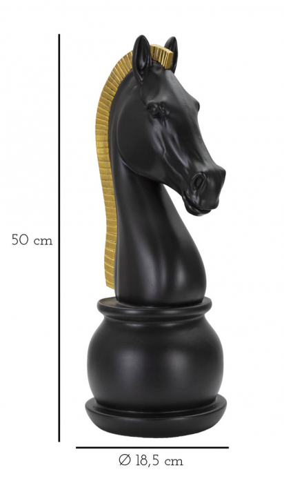 Figurina Horse, Rasina, Negru/Auriu, 50x18.5x18.5 cm [10]