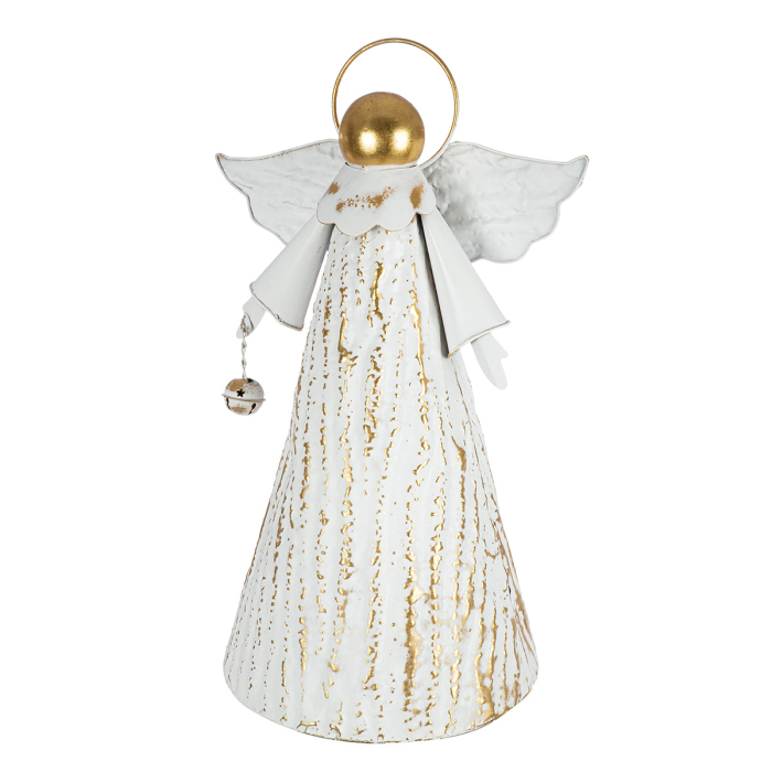 Figurina, ingeri, „Faso”, Motiv clopot, Metal, alb, PU 2, L. 24 cm, L. 28 cm, H 46 cm [3]