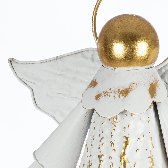 Figurina, ingeri, „Faso”, Motiv clopot, Metal, alb, PU 2, L. 24 cm, L. 28 cm, H 46 cm [2]