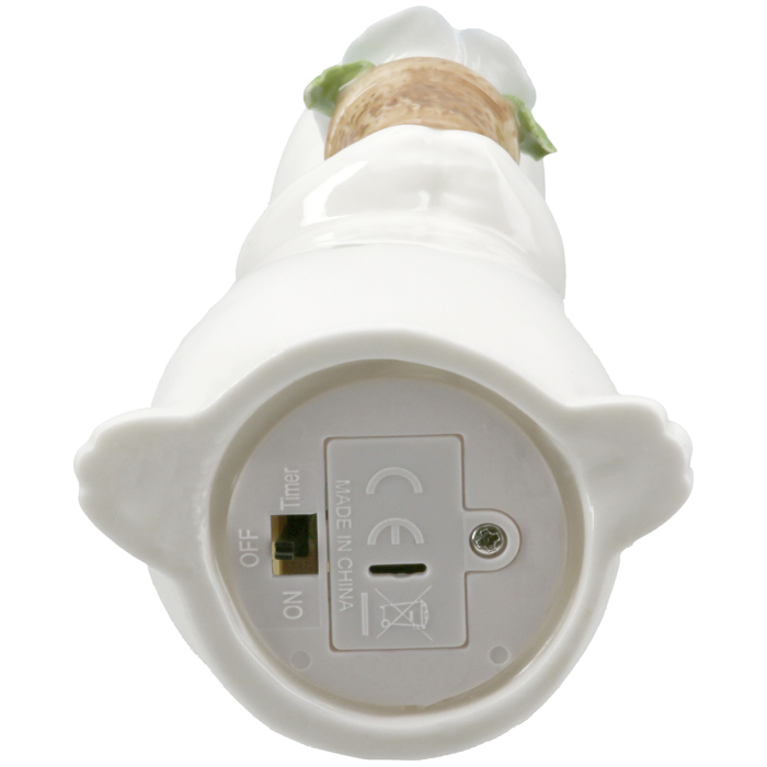 Figurina, (LED), Bunny, "Presa", Motiv floare, Portelan, Alb, L. 8.5 cm, W. 8 cm, H. 17 cm [5]