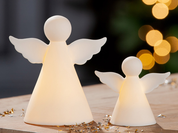 Figurina (LED), ingeri, "Blanc", Portelan, alb, PU 4, L. 8,6 cm, L. 12 cm, H 13,8 cm [2]