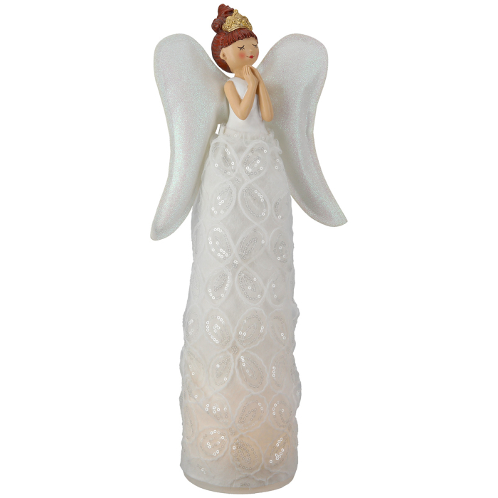 Figurina (LED), ingeri, „Eleni”, Rasina, alb, PU 2, L. 12 cm, L. 21 cm, H 46 cm [3]