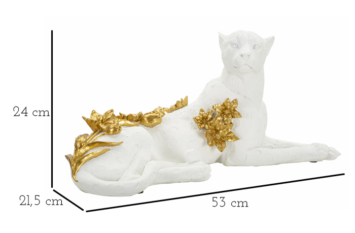 Figurina Leopard alb/auriu 53x21,5x24 cm [7]