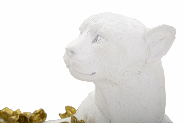 Figurina Leopard alb/auriu 53x21,5x24 cm [4]