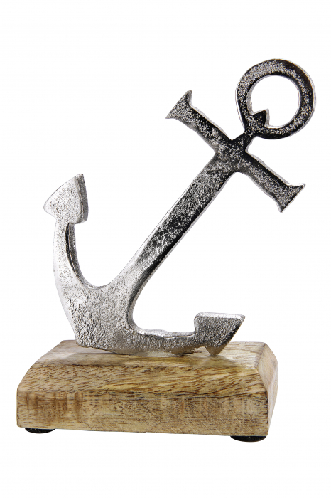 Figurina Mini Anchor, aluminiu/lemn, argintiu/maro, 11x15.5 cm [2]