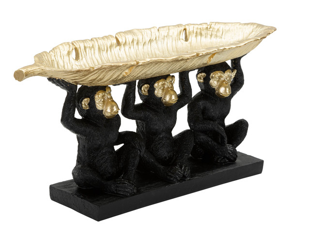 Figurina Monkey, Rasina, Negru/Auriu, 20x43x15.7 cm [3]