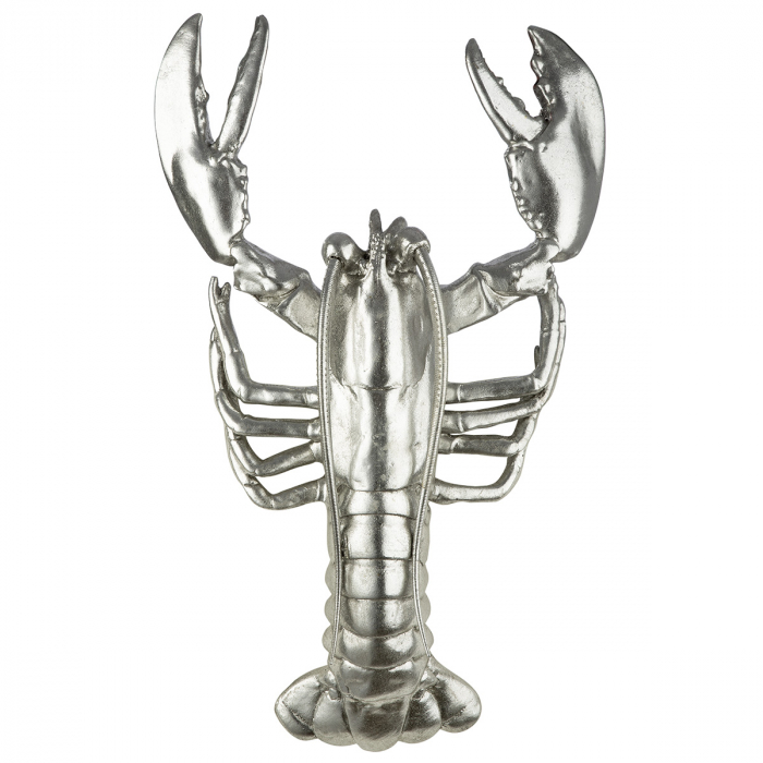 Figurină, Obiect de perete, Homar, Rășină sintetică, argintie, PU 1, L. 9 cm, L. 25 cm, H 42 cm [2]